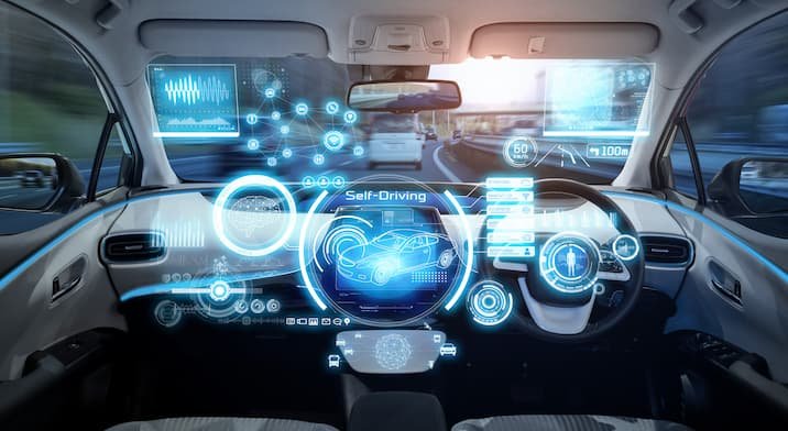 未来の自動車の運転席のイメージ