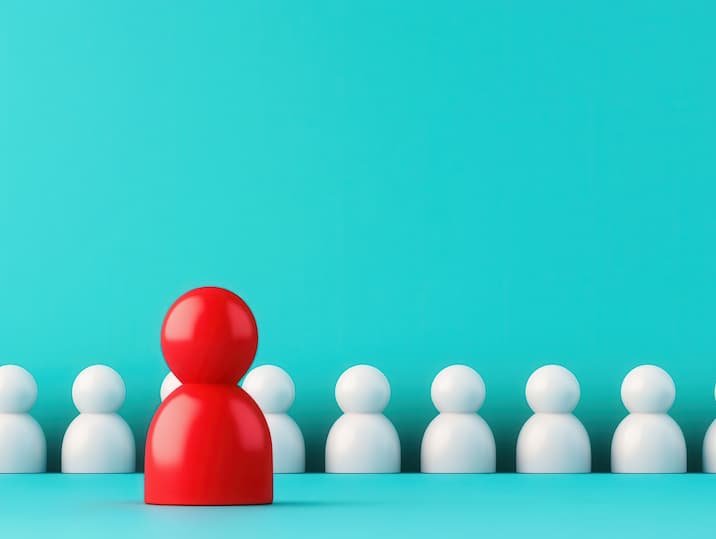 Strategic business differentiation in a crowded market, 3D illustration