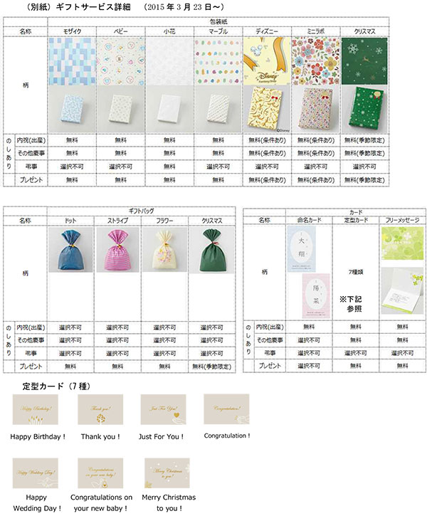 ギフトサービスが全て無料に!